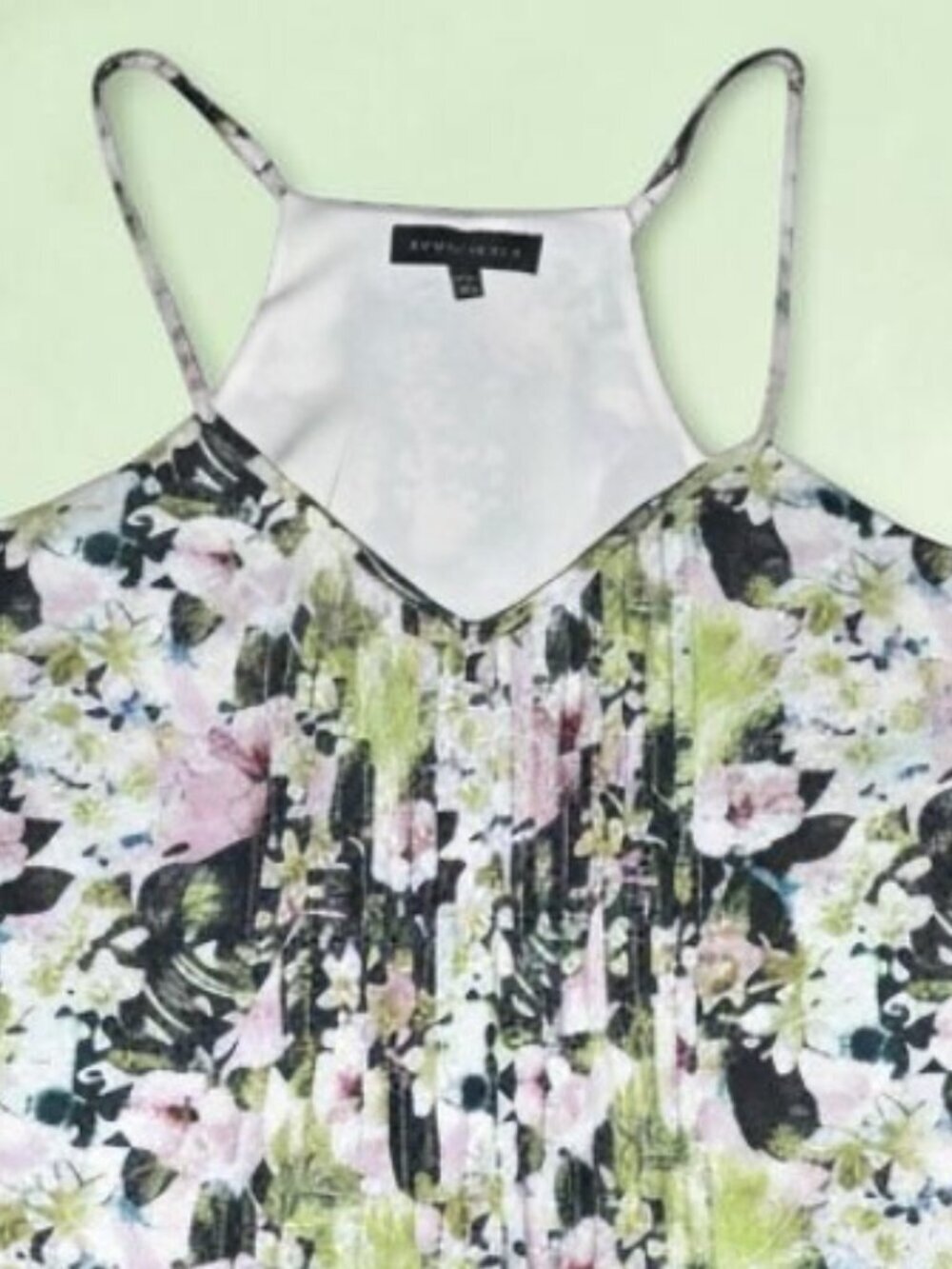 Sanctuary Watercolor Floral Pleated V-Neck Mini Slip Dress XL Boho Cottagecore - Picture 13 of 17